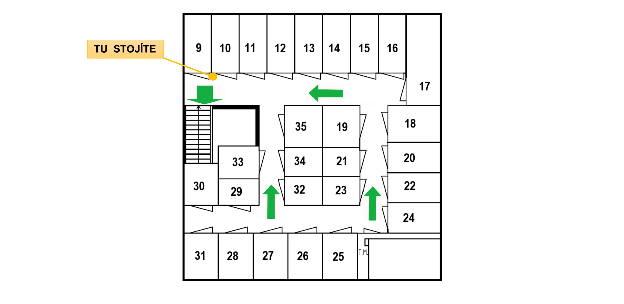 Pôdorys skladov – 1. poschodie